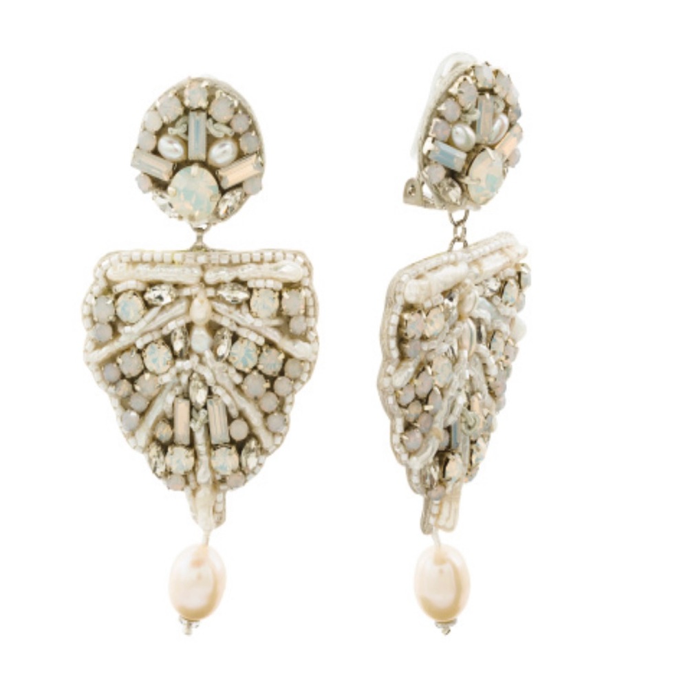 NWT HANDMADE IN INDIA FRESHWATER PEARL CRYSTAL EARRINGS